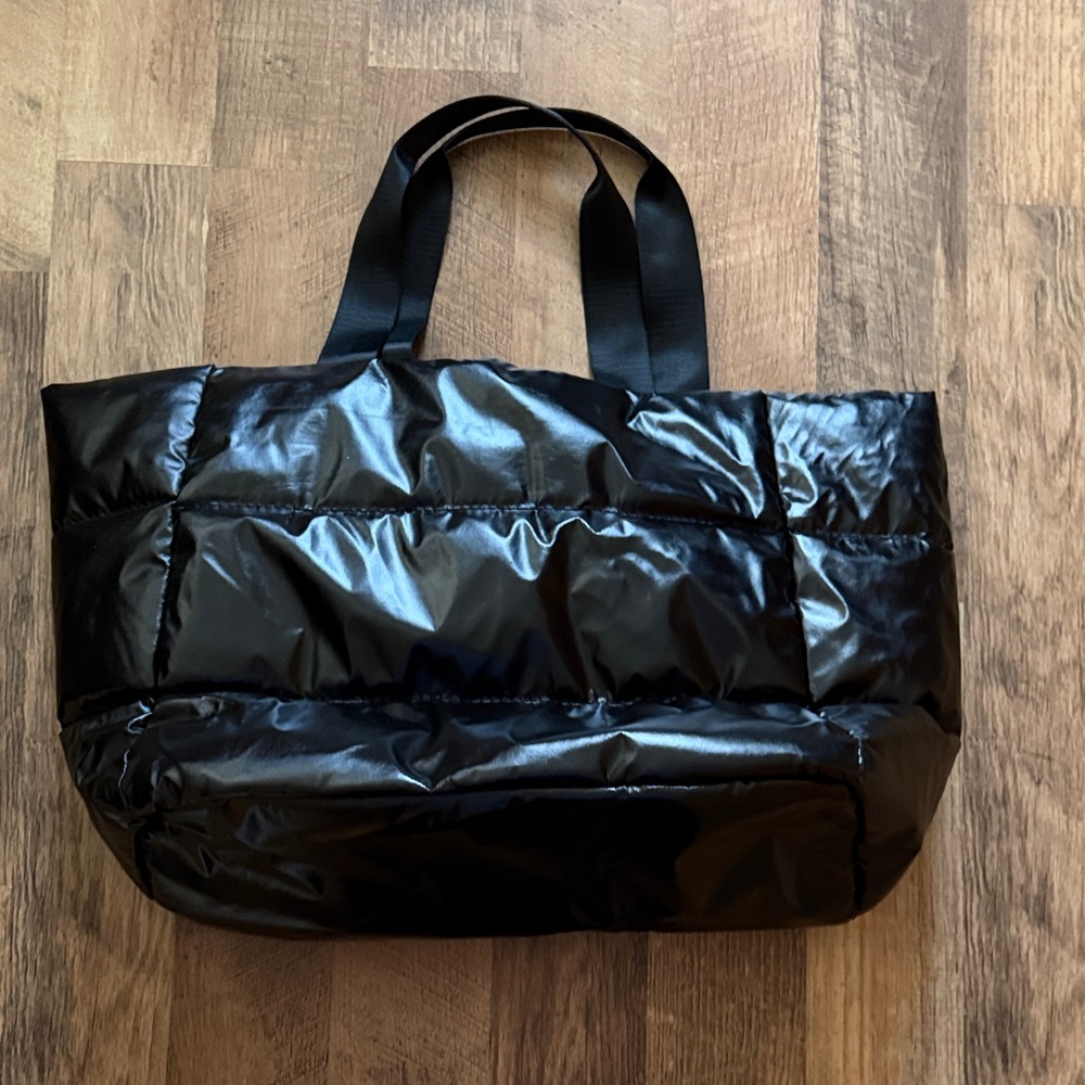 Black Quilted Puffer Tote Bag